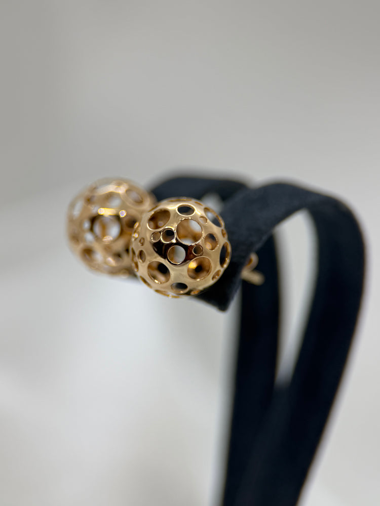 18K Spherical Pierced Earrings – 1.2 cm, 2.8g