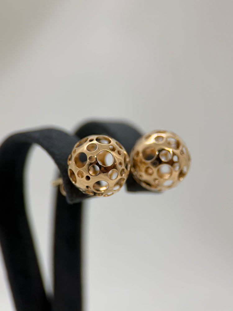18K Spherical Pierced Earrings – 1.2 cm, 2.8g
