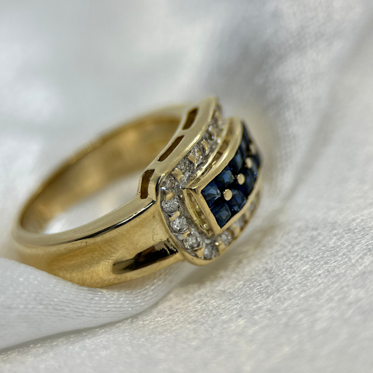 18K Ring med Safirer och Diamanter – 0,53 ct ringstorlek 49½