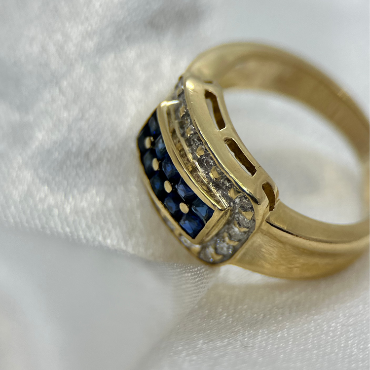 18K Ring med Safirer och Diamanter – 0,53 ct ringstorlek 49½