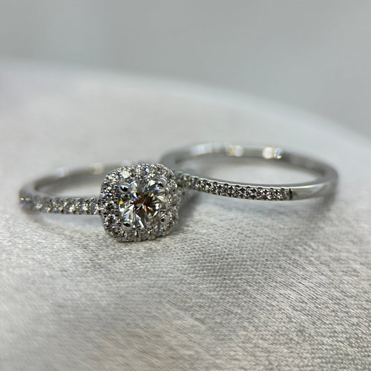 18K Diamantring & Alliansring från Hallbergs Guld - Ringstorlek 53