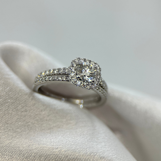 18K Diamantring & Alliansring från Hallbergs Guld - Ringstorlek 53