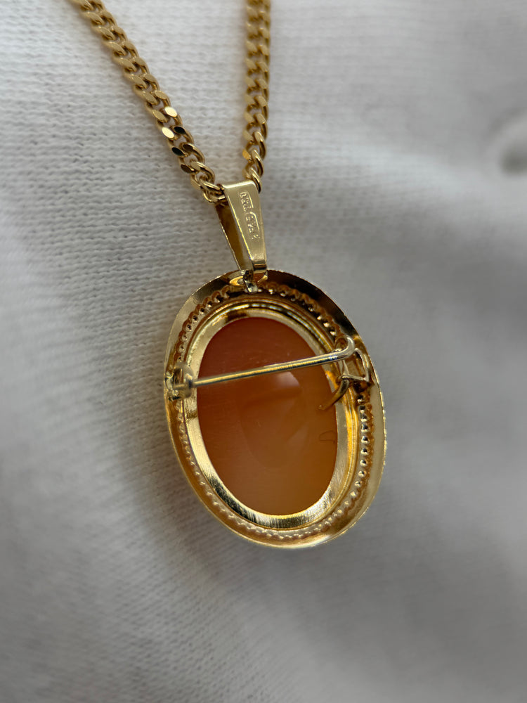 18K Shell Cameo Brooch/Pendant – Lady in Profile