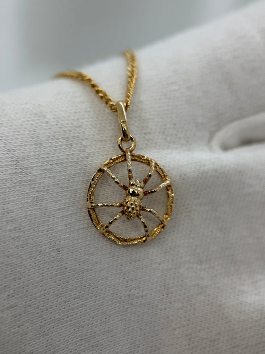 18K Spider Pendant – Openwork, 2.2 cm