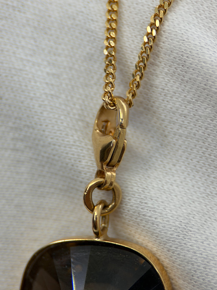 18K Smokey Quartz Pendant – Cushion Cut, 5.5g