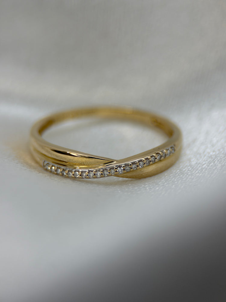 18K Crossover diamantring – Storlek 56.5