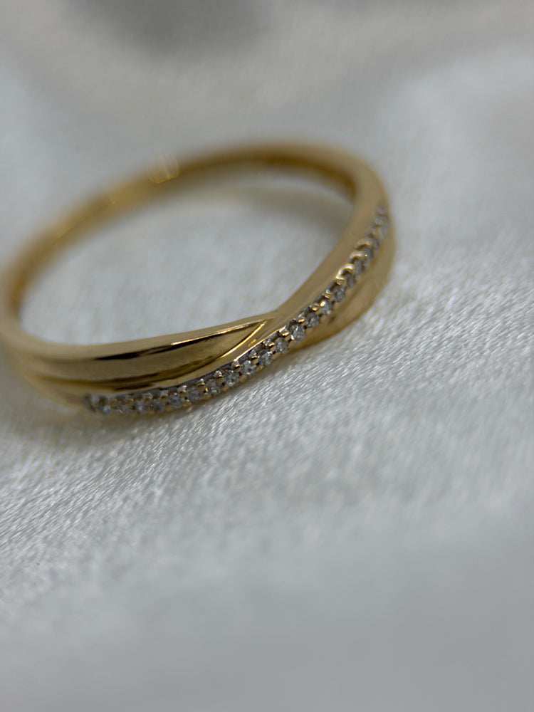 18K Crossover diamantring – Storlek 56.5