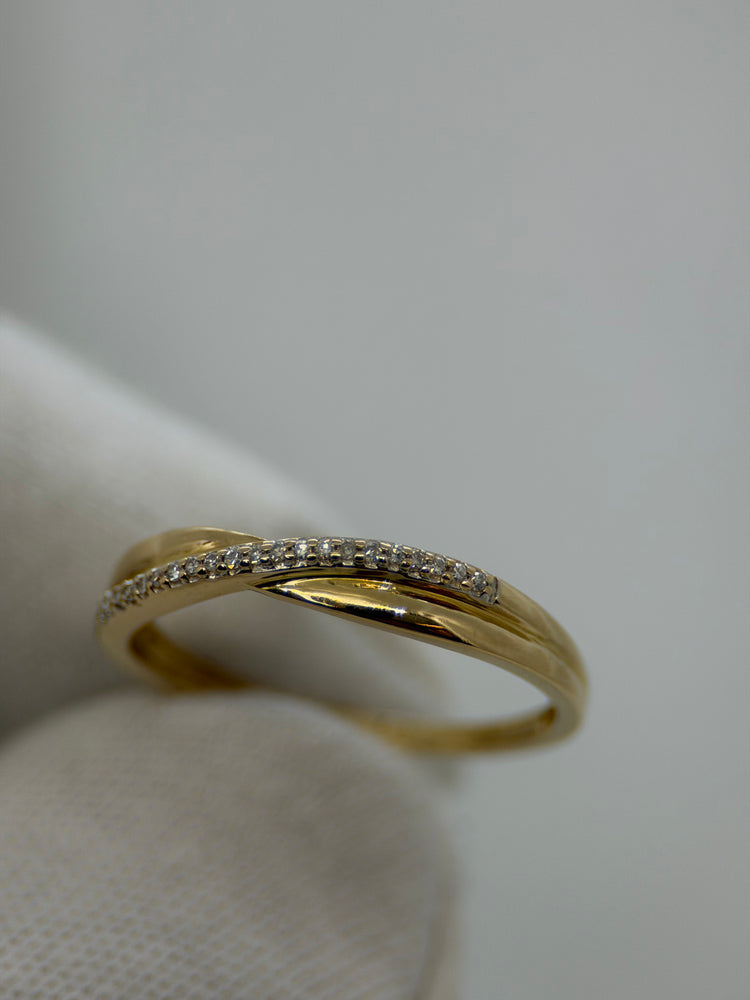18K Crossover diamantring – Storlek 56.5