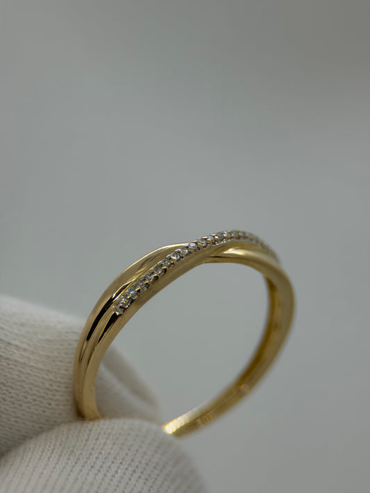 18K Crossover diamantring – Storlek 56.5