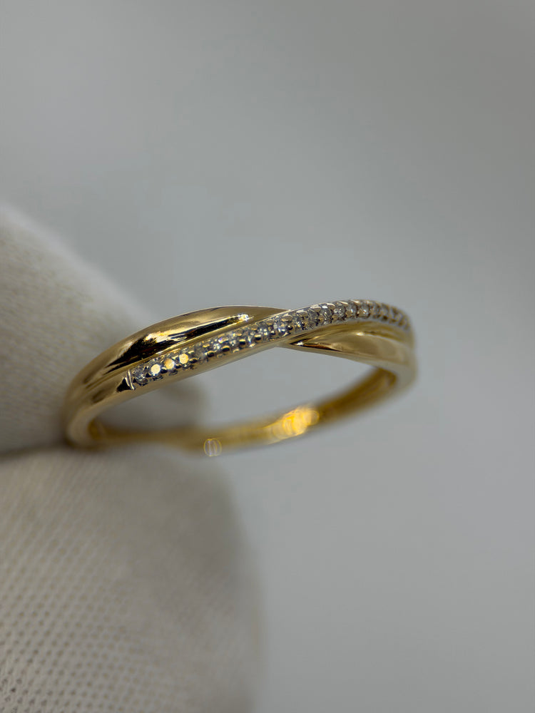 18K Crossover diamantring – Storlek 56.5