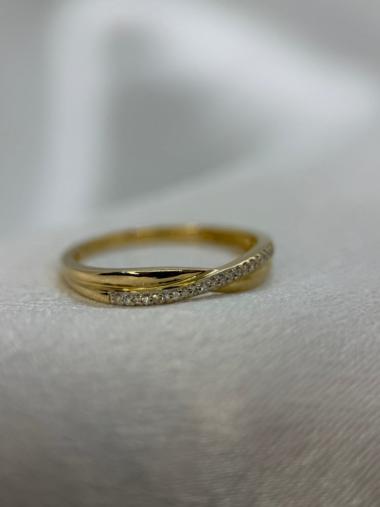 18K Crossover diamantring – Storlek 56.5