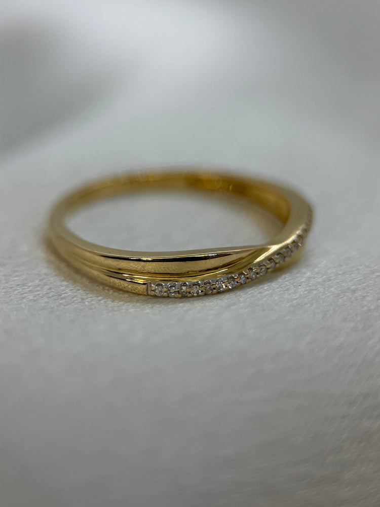 18K Crossover diamantring – Storlek 56.5