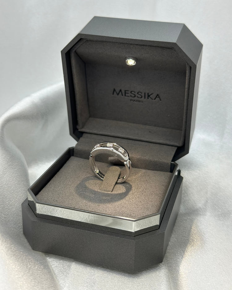 18K Messika 'Move Ring' med Tre Diamanter - 0,24 ct ringstorlek 60
