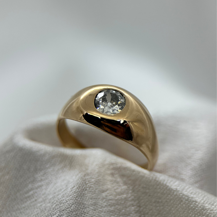18K Diamant Signetring – 0,90 ct (1968) ringstorlek 58½
