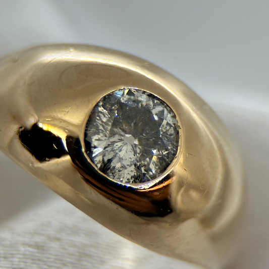 18K Diamant Signetring – 0,90 ct (1968) ringstorlek 58½