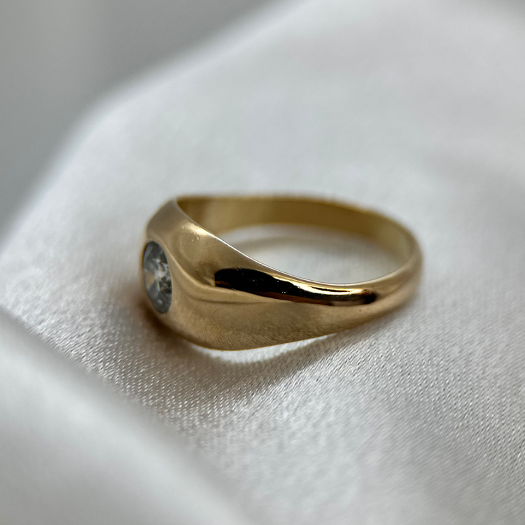 18K Diamant Signetring – 0,90 ct (1968) ringstorlek 58½