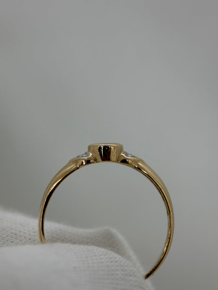 18K Safir- och diamantring – Oval safir, Storlek 53.5