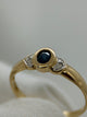 18K Safir- och diamantring – Oval safir, Storlek 53.5