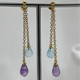 18K Ametist och Topas örhängen - 5 cm