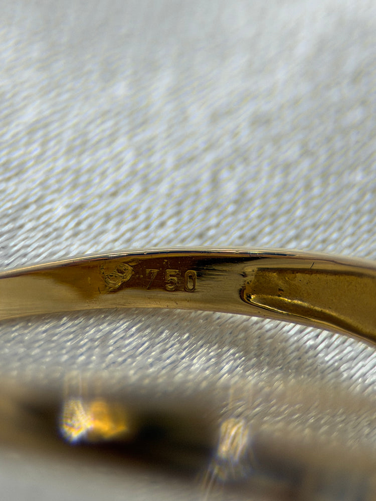 18K Rubin- och diamantring – öppent V-format, stl 53