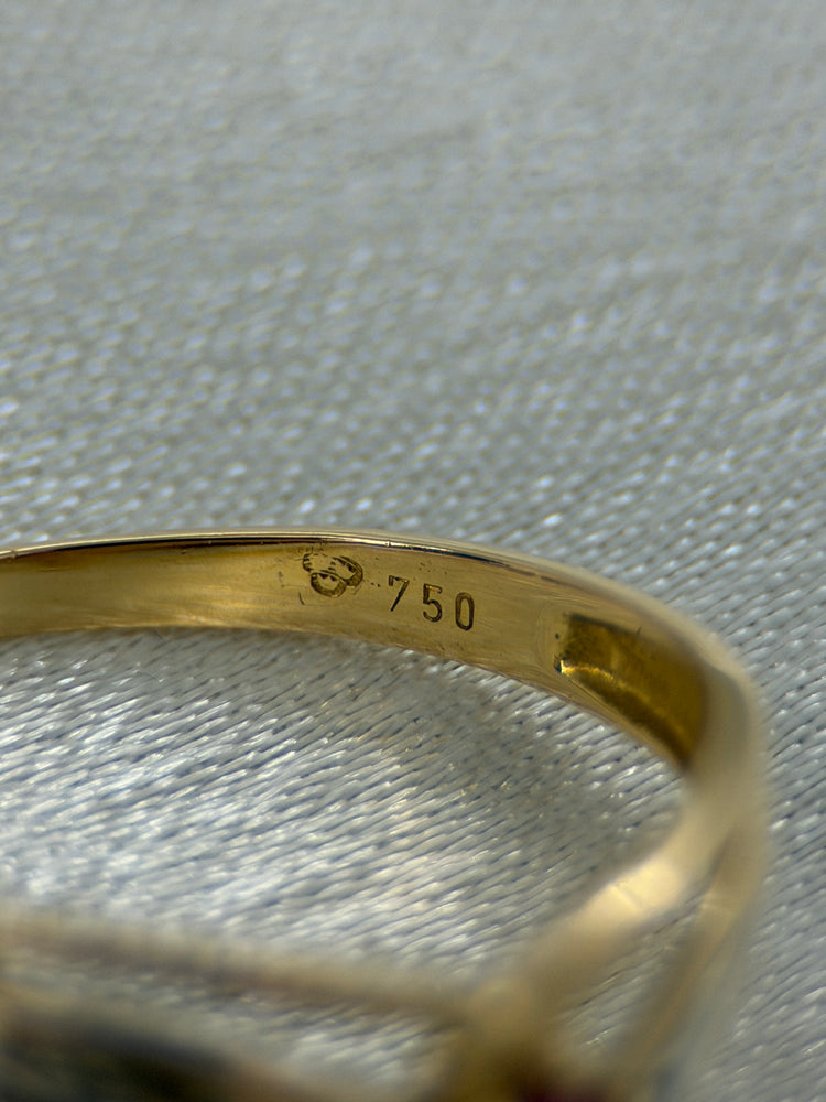 18K Rubin- och diamantring – öppent V-format, stl 53