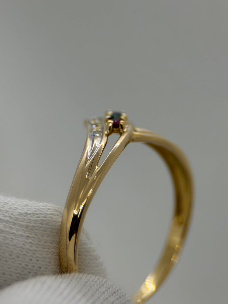 18K Ädelstenring med diamanter – Smaragd, Safir & Rubin, Storlek 59