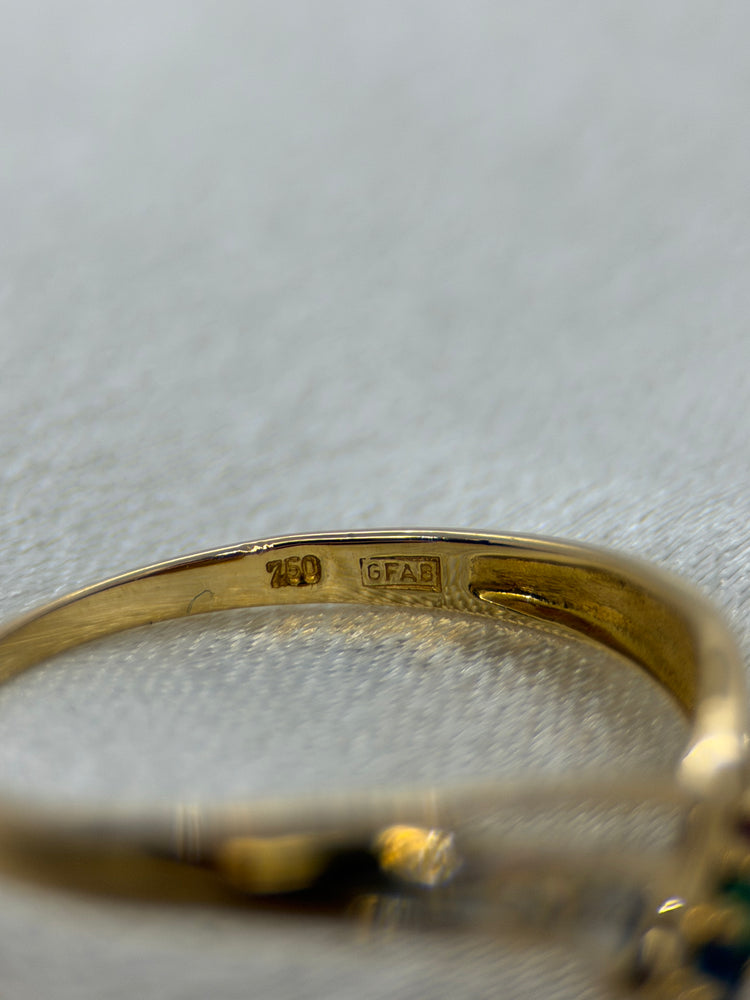 18K Ädelstenring med diamanter – Smaragd, Safir & Rubin, Storlek 59