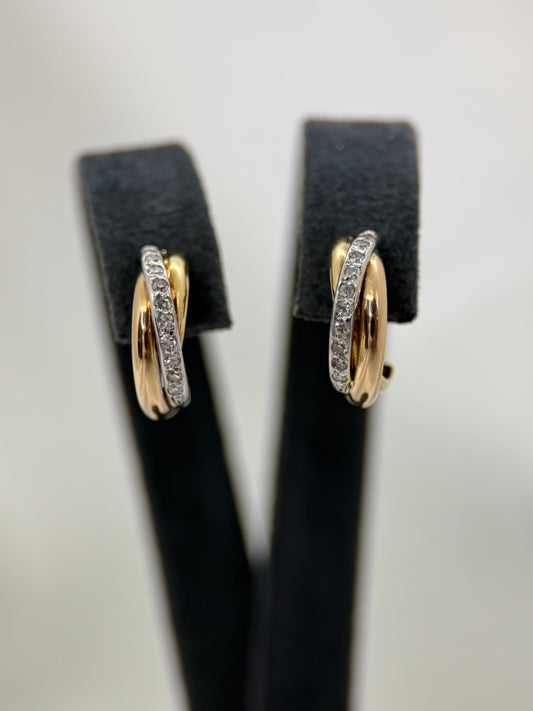 18K Tricolor Creolérhängen med diamanter – 1.3 cm