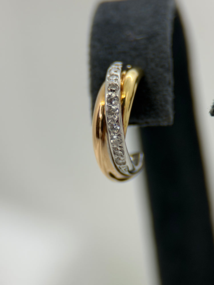 18K Tricolor Creolérhängen med diamanter – 1.3 cm