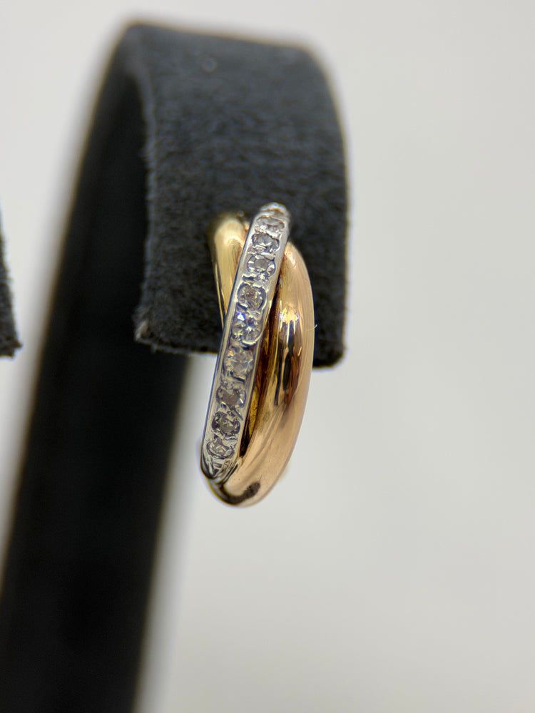 18K Tricolor Creolérhängen med diamanter – 1.3 cm