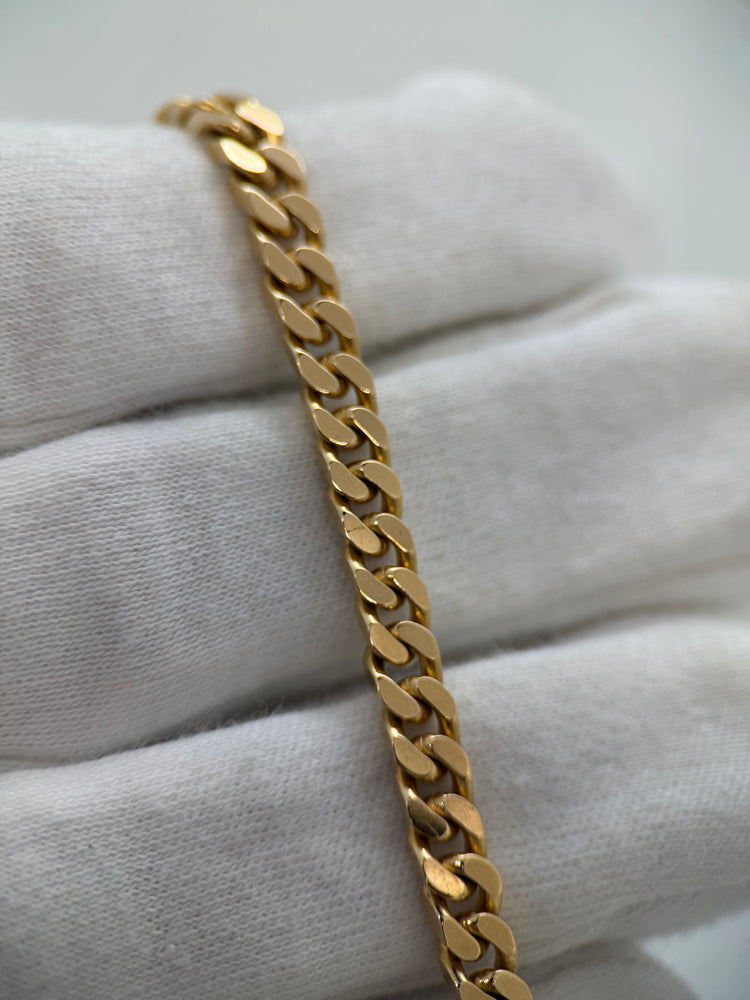 18K Flat Curb-Link Bracelet – 20.1g, 19.3 cm