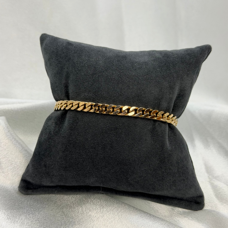 18K Flat Curb-Link Bracelet – 20.1g, 19.3 cm