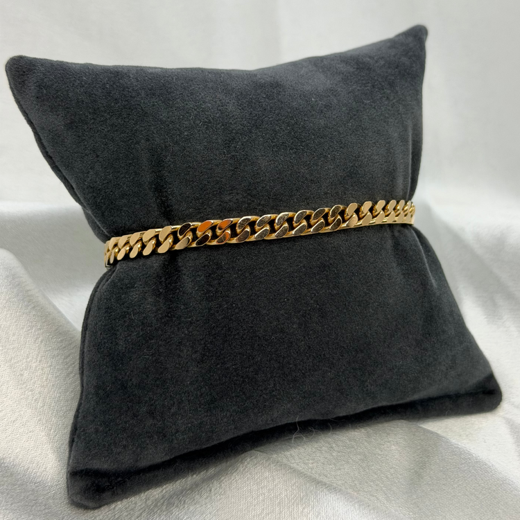 18K Flat Curb-Link Bracelet – 20.1g, 19.3 cm