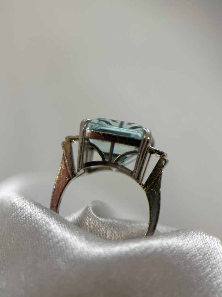 18K Akvamarin Diamantring – 18.00 ct, Storlek 50
