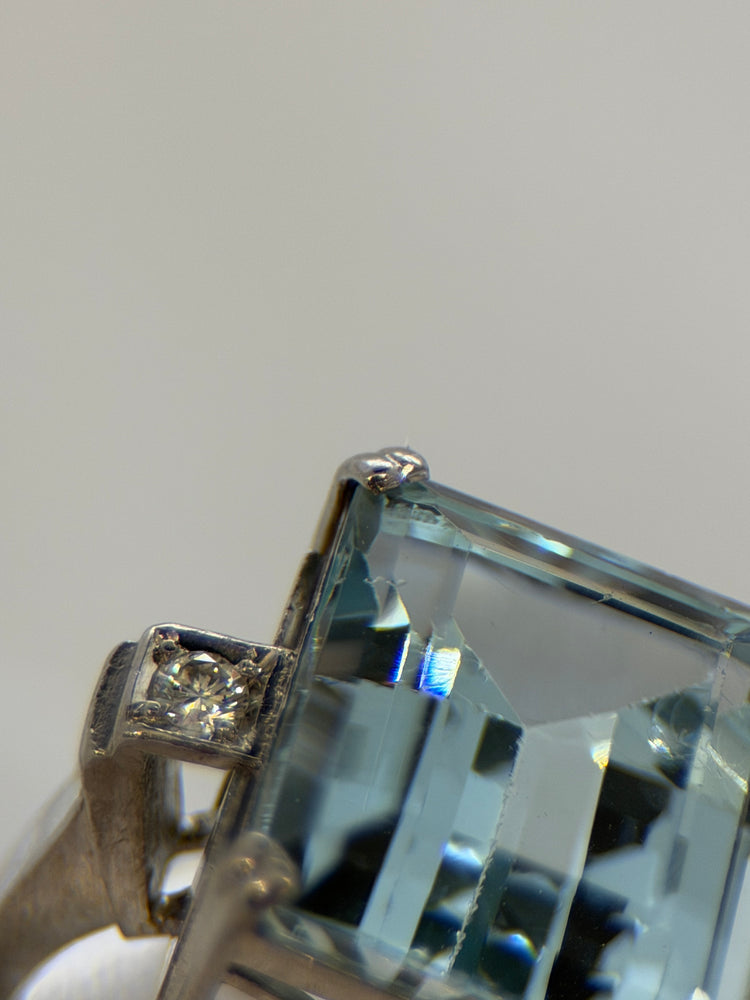 18K Akvamarin Diamantring – 18.00 ct, Storlek 50