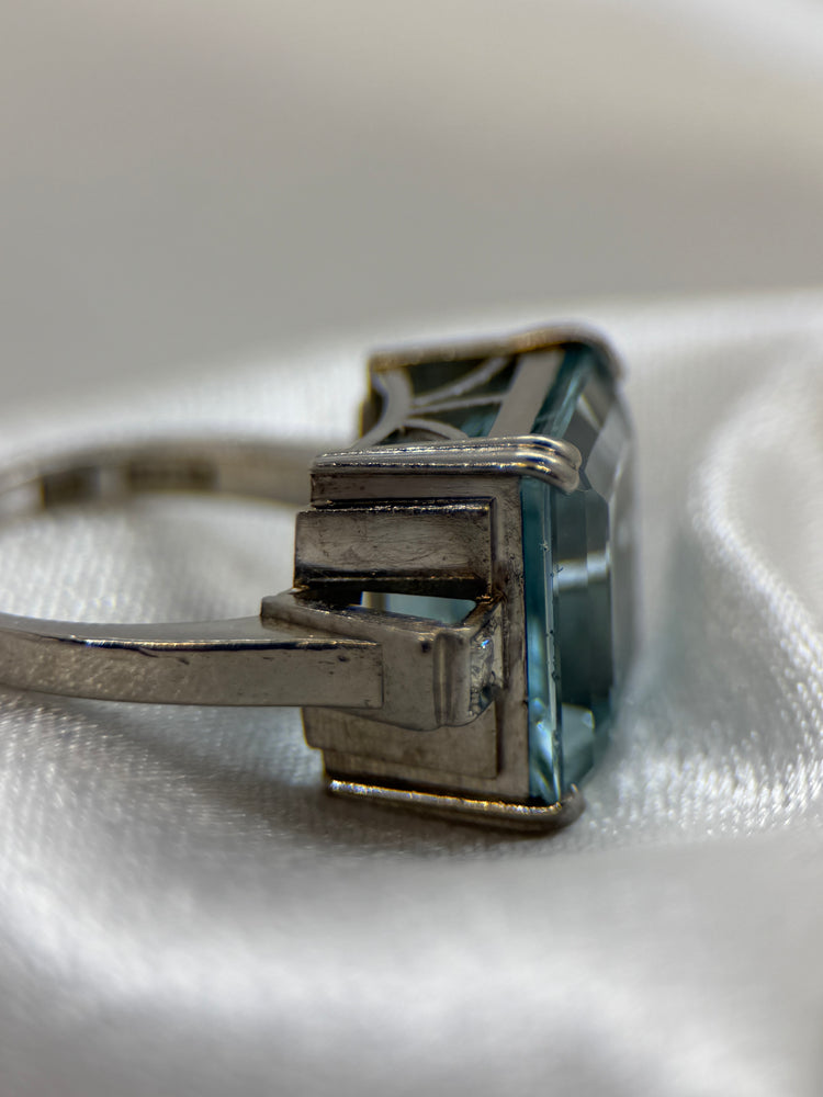 18K Akvamarin Diamantring – 18.00 ct, Storlek 50