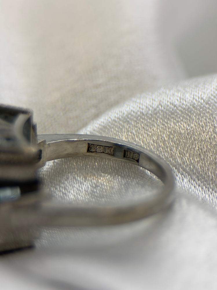 18K Akvamarin Diamantring – 18.00 ct, Storlek 50