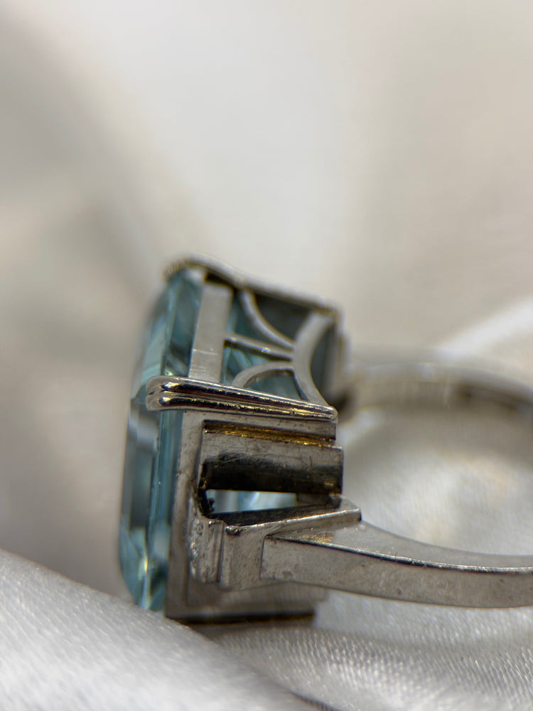 18K Akvamarin Diamantring – 18.00 ct, Storlek 50