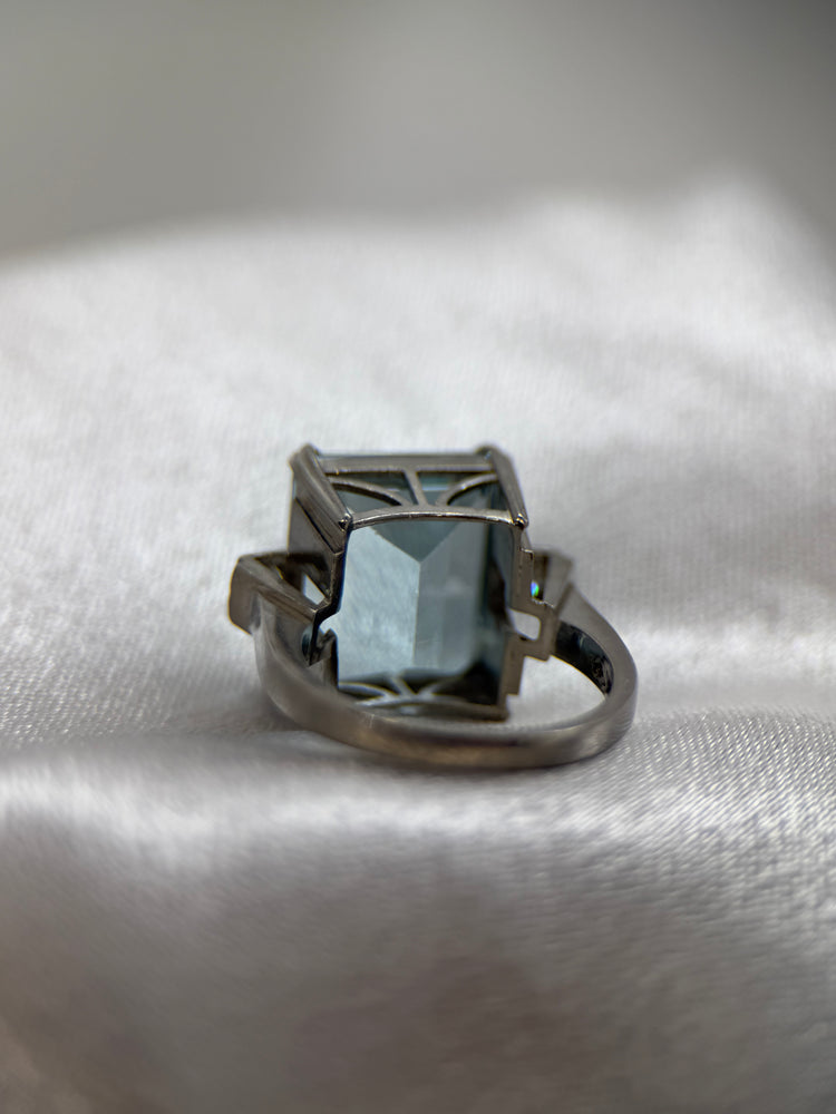 18K Akvamarin Diamantring – 18.00 ct, Storlek 50