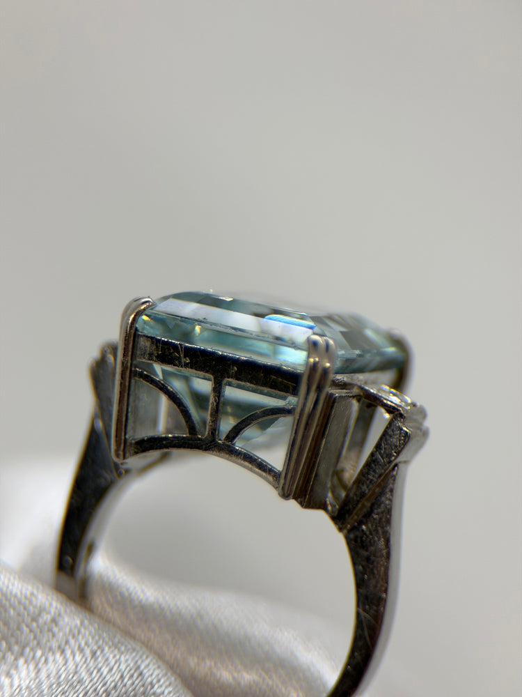 18K Akvamarin Diamantring – 18.00 ct, Storlek 50