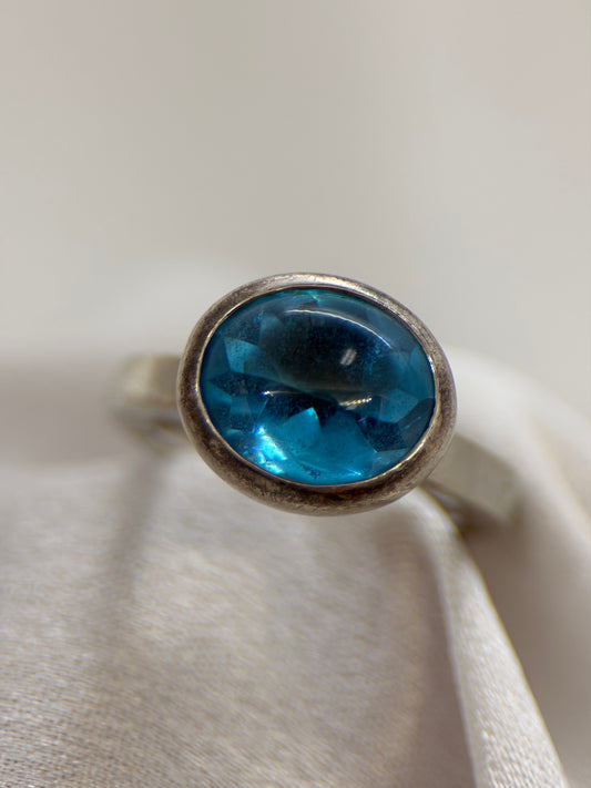 EFVA ATTLING “Love Bead” Ring – Topas & Silver, Storlek 53